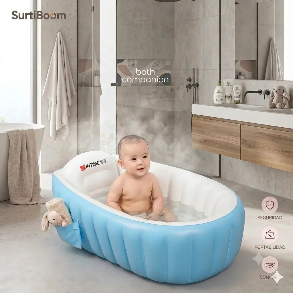 Bañera Inflable para Bebés — Segura, Cómoda y Antideslizante